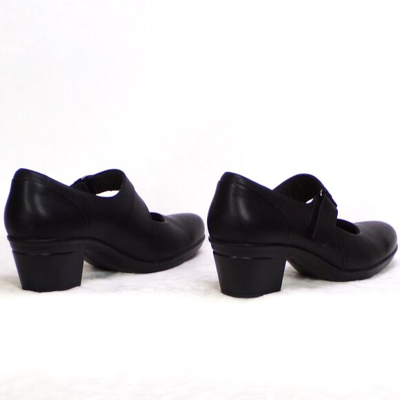CLARKS COLLECTION size 9.5M black mid-heel Mary-Jane pumps cushioned insoles - Picture 7 of 14
